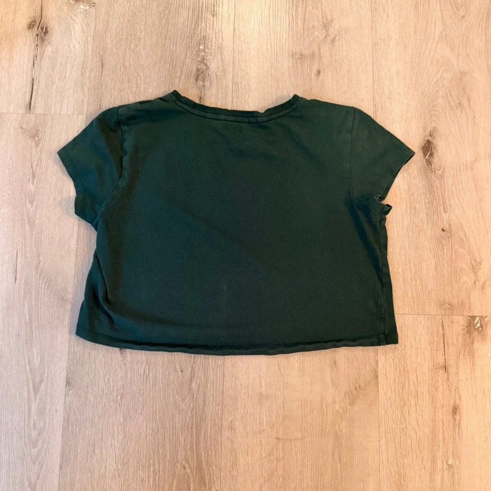 Tommy Hilfiger Sport Forest Green Logo Cropped T-Shirt Size M - Picture 3 of 5